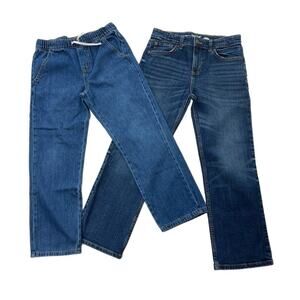 Cat & Jack Boy's 12 Straight Jeans Lot Stretch Cotton Blend Casual Classic Blue